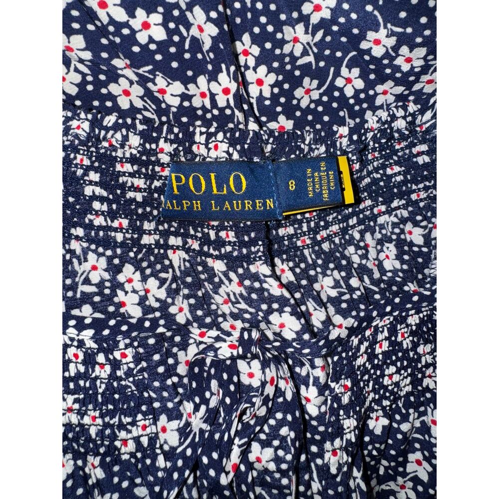 Polo Ralph Lauren Blue Floral Crepe Romper Size 8 NEW Jumpsuit - Picture 6 of 9